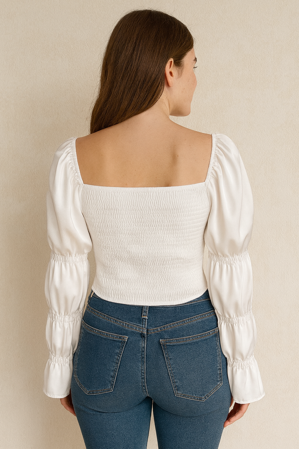 Korean style puffed sleeve blouse