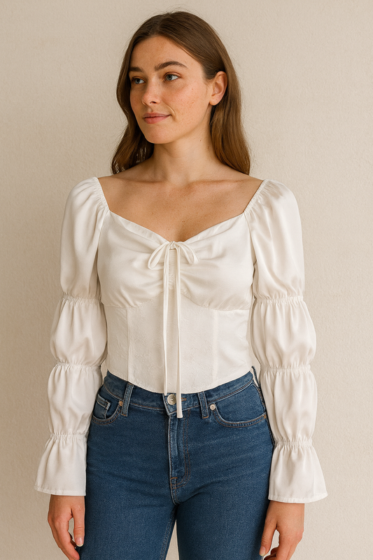 Korean style puffed sleeve blouse