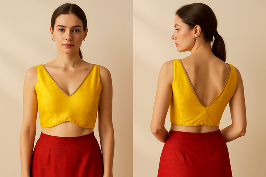 Silk minimal embroidery Blouse