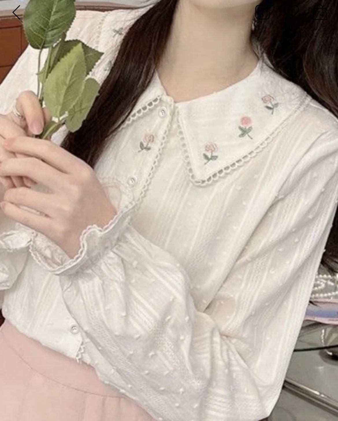 Floral Embroidered Placket Blouse