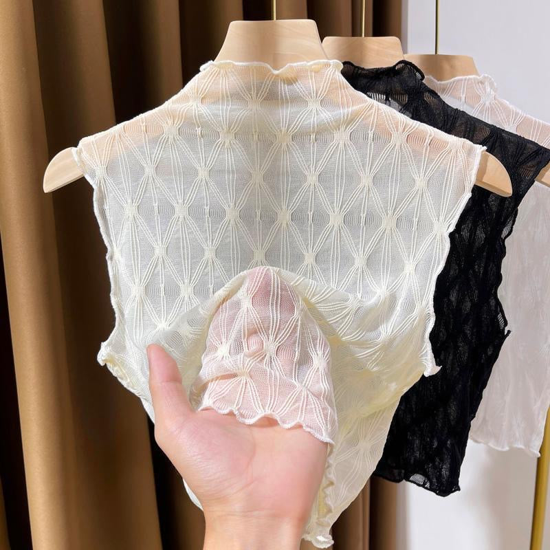 Sheer Sleeveless High-neck Blouse