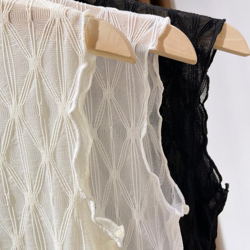 Sheer Sleeveless High-neck Blouse