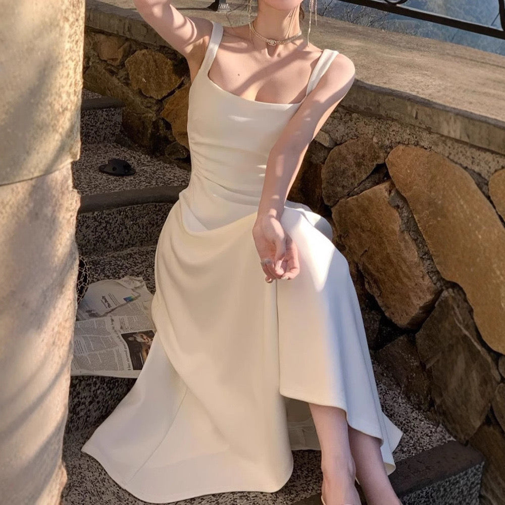 Sleeveless white dress